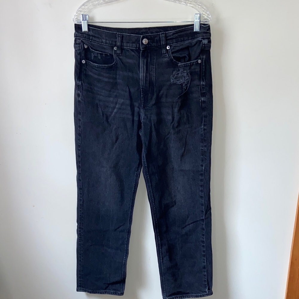American Eagle Outfitters Super High-Rise Ankle Straight Leg Black Jeans